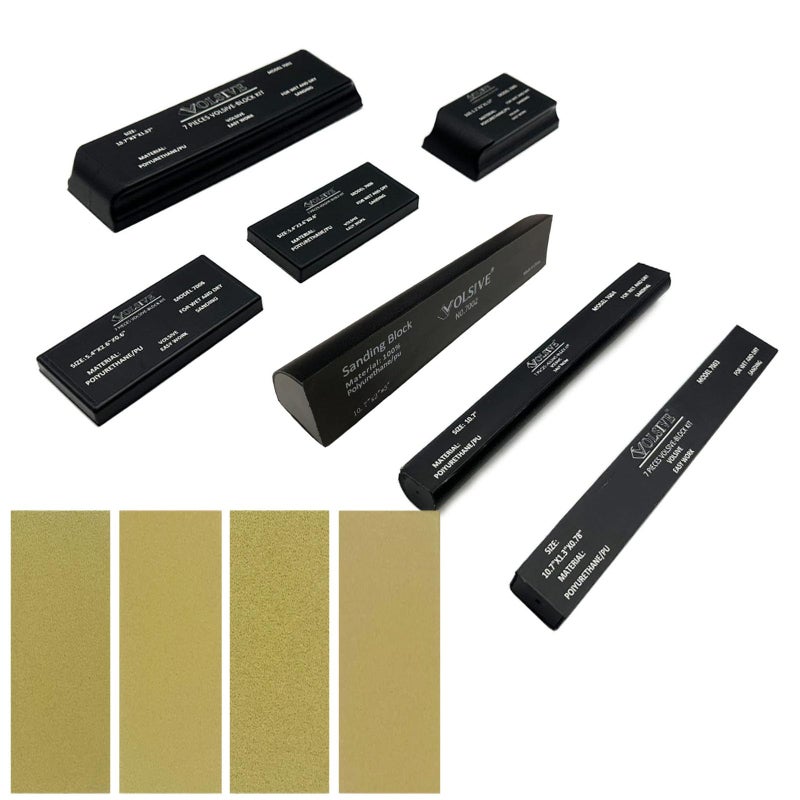 VOLSIVE PSA Sanding Block Kit of 7,Hand Abrasives Auto Body Sanding Block Set with 20pcs Self Adhesive Sandpaper Sheet,Flexible for Automotive Paint and Woodworking Sand Furniture - Image 2